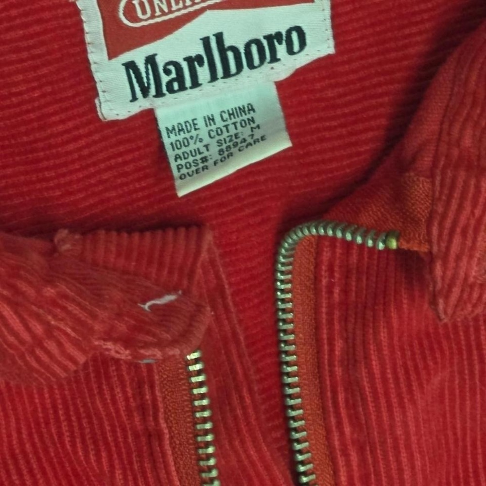 Vintage 80s 90s Marlboro Red corduroy quarter zip up shirt size medium - Picture 3 of 7